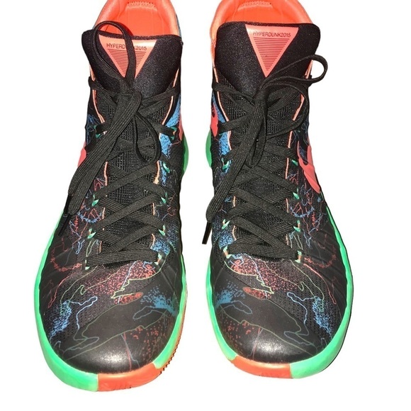 Nike Hyperdunk ‘15 Prm Ep/Hyper Dunk Premium Black Blue Lagoon HT Sneaker M 12.5 - Picture 2 of 11